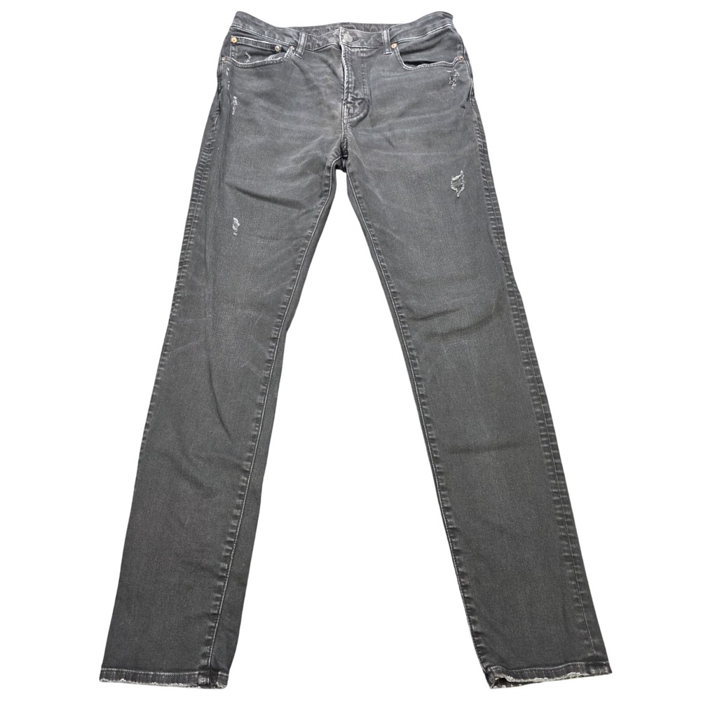 American Eagle Next Level Flex Slim Jeans Men's Sz 34x34 Faded Black Distressed